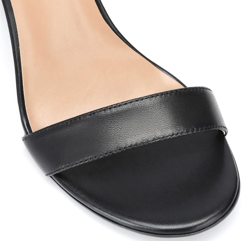Black leather chunky heels sandals - Picture 5 of 6